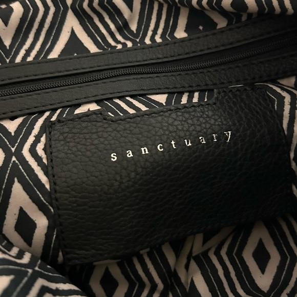 NWOT Sanctuary Black and Cream Genuine Leather Crossbody Bag with Animal Print - Picture 6 of 8